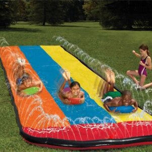 PVC Children's Three-person Water Slide Parent-child Outdoor Lawn Toys.